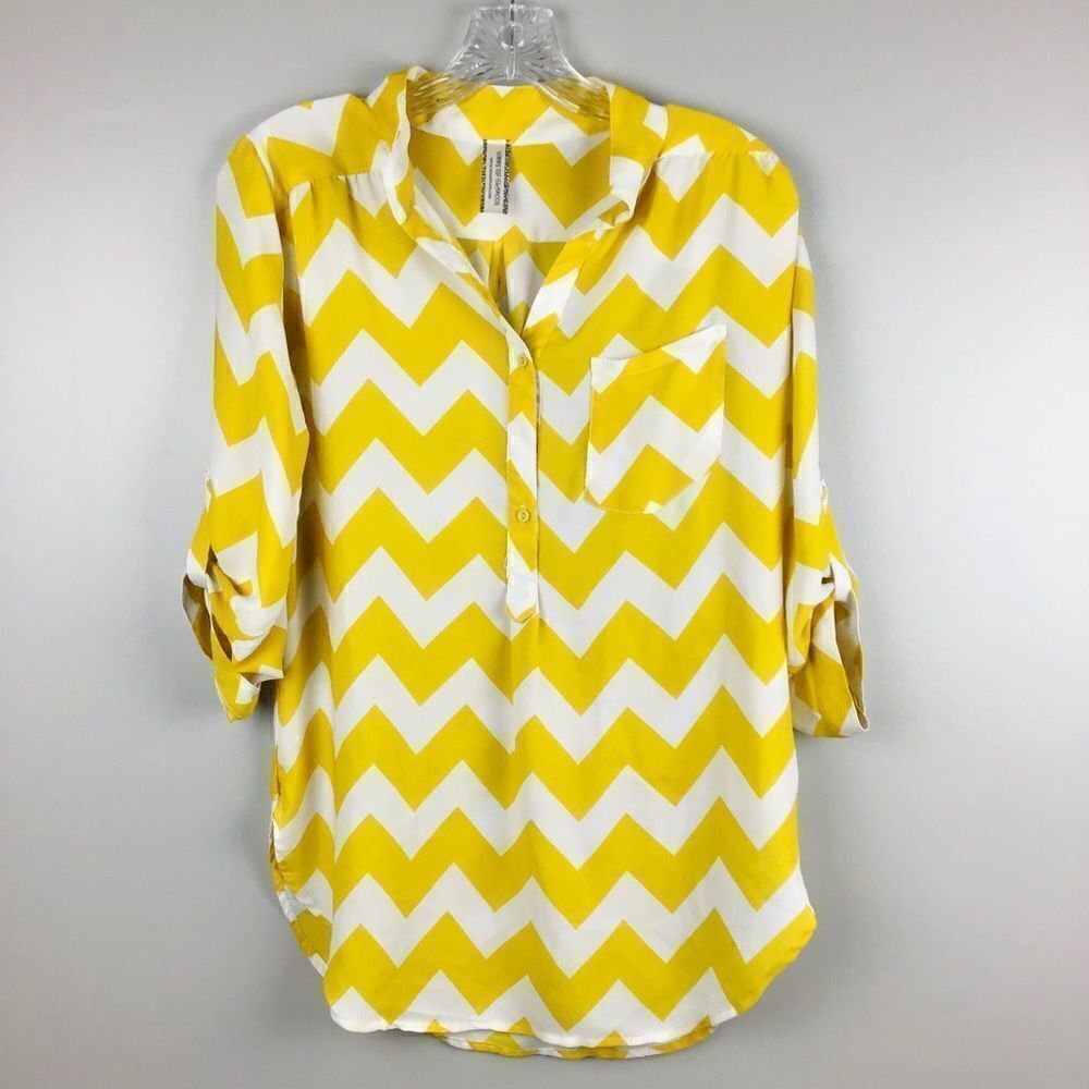 🌺3 FOR $20🌺 - Giddy Up Glamour yellow chevron sheer top s